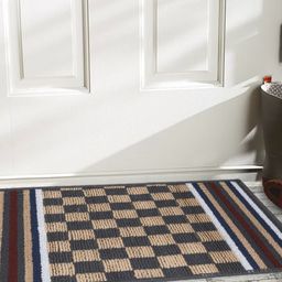 Status IRIS Grey & Beige Checked Rectangular Shaped Anti Slip Doormat-11