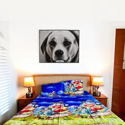 Wee Hours Blue Doraemon Cartoon Characters Printed Queen Bedsheet with 2 Pillow Covers-image-62