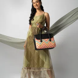 ZOUK Geometric Printed Structured Handheld Bag image 1