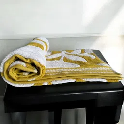 Wee Hours Mustard Printed Cotton 650 GSM Bath Towel-image-89
