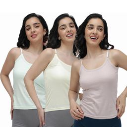 Amul Comfy Women's Cotton LightColor Plain/Solid Slips with Adjustable Straps - Pack of 3-image-47