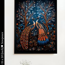 SOWPEACE Blue & Orange 1 Piece Canvas Birds and Animals Wall Paintings-image-79