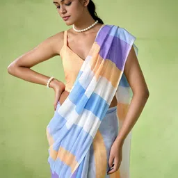 Mitera Striped Linen Blend Saree-image-23