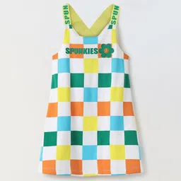 SPUNKIES Girls Checked Round Neck Cotton A-Line Mini Dress-picture-55