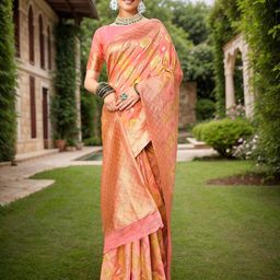 Anouk Geometric Woven Design Chanderi Saree-3