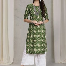 7Threads Women Ethnic Motifs Printed Sequinned Floral Crepe Kurta-image-99