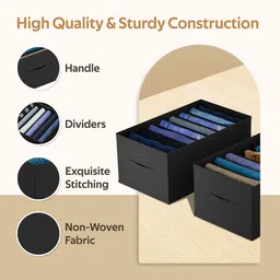 Kuber Industries Black Set of 6 Regular Drawer Organiser Organisers image 2