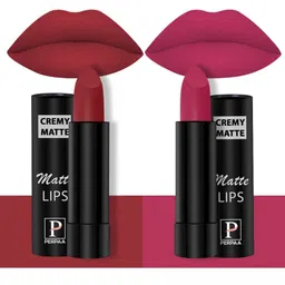 PERPAA Set of 2 Creamy Matte Bullet Lipstick 3.5g Each-Crimson Red 86 & Strawberry Pink 92-image-41