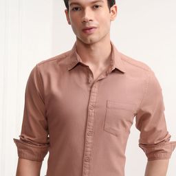 HIGHLANDER Men Slim Fit Spread Collar Textured Cotton Casual Shirt-image-35