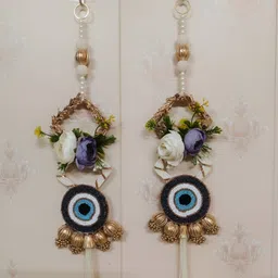 Sellplus 2-Pcs Blue & Yellow Embellished Evil Eye Toran-picture-32