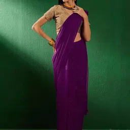 SHADOW & SAINING Embellished Embroidered Silk Blend Saree-image-11