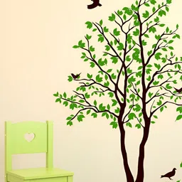 LANSTICK Green & Black Self Adhesive Tree With Deer Wall Sticker-image-26