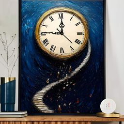 Art Street Blue & Beige Printed Wall Clock-17
