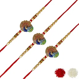 MEIRA JEWELLERY 3-Pcs Rakhi With Roli Chawal & Greeting Card-image-96