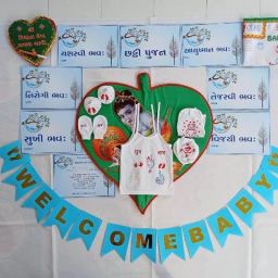 Kanhiya shape New Born Baby Naming Ceremony Set For chathi punjan vidhata lekh,baby Banner,baby cloths set, 7 Ashish set-5