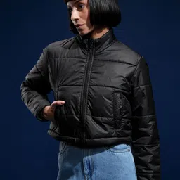 Tokyo Talkies Women Mock Collar Solid Casual Puffer Jacket-image-72