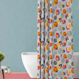 ArtzFolio Grey & Orange PrintedWaterproof Shower Curtain-image-86
