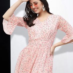 MISS AYSE Floral Print Applique Fit & Flare Dress-image-56