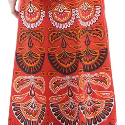 Exotic India Printed Pure Cotton Wrap Maxi Skirts-image-85