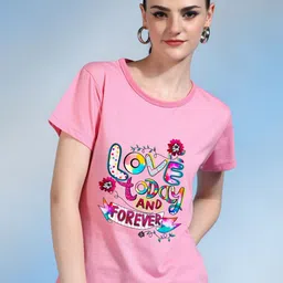 Moda Rapido Women Printed Bio Finish Applique T-shirt-picture-45