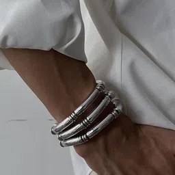 StyleCast x Revolte Men Silver Plated Kada Bracelet-image-95