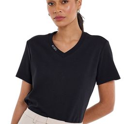 BCBG V-Neck Pure Cotton Casual T-shirt-image-84