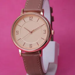 VIRAKTI Women Brass Patterned Dial & Leather Wrap Around Straps Analogue Watch G-03-PINK CREAM-P-image-78