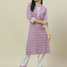 Rangriti Women Printed Regular Kurta with Trousers-image-75