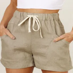 KPOP Women Solid Regular Fit Above Knee Shorts-image-99