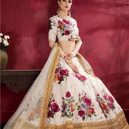 FABPIXEL Printed Semi-Stitched Lehenga & Unstitched Blouse With Dupatta image 1