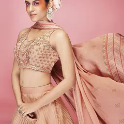 Fusionic Embroidered Mirror Work Semi-Stitched Lehenga & Unstitched Blouse With Dupatta image 2