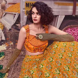 Fusionic Embroidered Thread Work Semi-Stitched Lehenga & Unstitched Blouse With Dupatta image 4