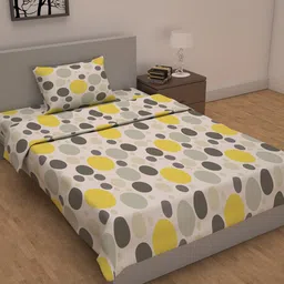 Divine Casa Quarry Polka Dot Printed Bedding Sets Include 1 Single Bedsheet & 1 Dohar-0