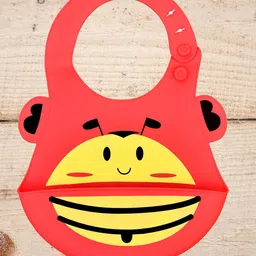 The Little Lookers Kids Red Printed Bibs With Adjustable Strap & Food Catching Tray-29