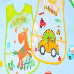 Yellow Bee Boys Pack Of 2 Car And Giraffe Printed Water Proof & Stain Free Bibs-picture-26