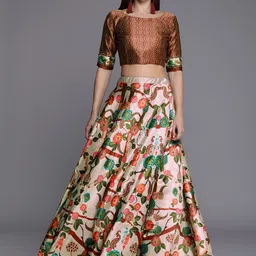 Kaizen TEXO FAB Printed Satin Semi-Stitched Lehenga & Unstitched Blouse-32