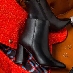 Saint G Black Leather Block Heeled Boots-image-31