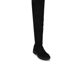 Truffle Collection Women Black Suede High-Top Block Heeled Boots-10
