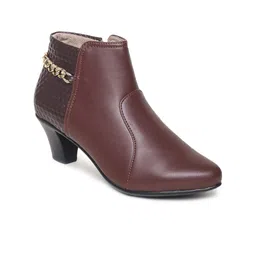 VALIOSAA Brown Block Heeled Boots-image-43