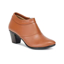 Shezone Tan Block Heeled Boots image 4