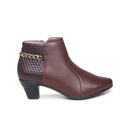 VALIOSAA Brown Block Heeled Boots image 5