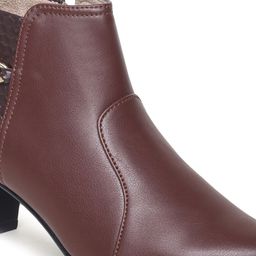 VALIOSAA Brown Block Heeled Boots image 2