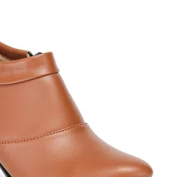 Shezone Tan Block Heeled Boots image 2