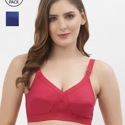 Floret Pack of 2 Red & Blue Non Wired Full Coverage Everyday Bra-image-52
