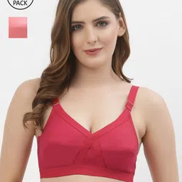 Floret Pack of 2 Maroon & Rose Pink Cotton Bra-picture-54