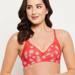 Clovia Red & White Floral Non-Padded Non-Wired Full Cup Bra-picture-37