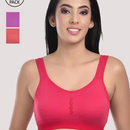 StyFun Women Red & Purple Cotton Blend Sports Non-Wired Bra-picture-21