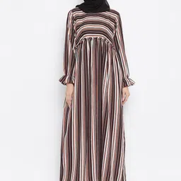 NABIA Women Brown Striped Burqa-image-78