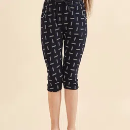 Sweet Dreams Girls Navy Blue Printed Mid-Rise Regular-Fit Cotton Capris-image-38