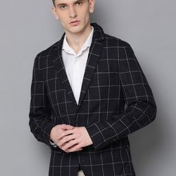 Antony Morato Men Black & White Checked Slim-Fit Single-Breasted Casual Blazer-10